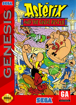 Asterix and the Great Rescue box art for Sega Mega Drive